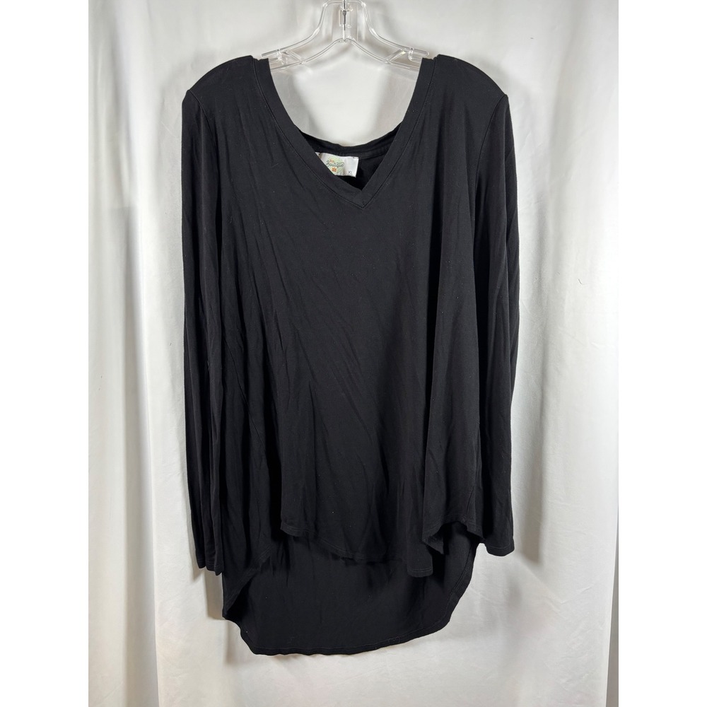 31:25 Boutique Womens Black V-Neck Long Sleeve High-Low Tunic Top XL AT-5543AB